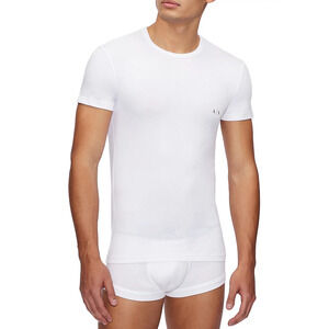 AX Armani Exchange Two-Pack Stretch Cotton Fitted Crewneck T-Shirt White Size M